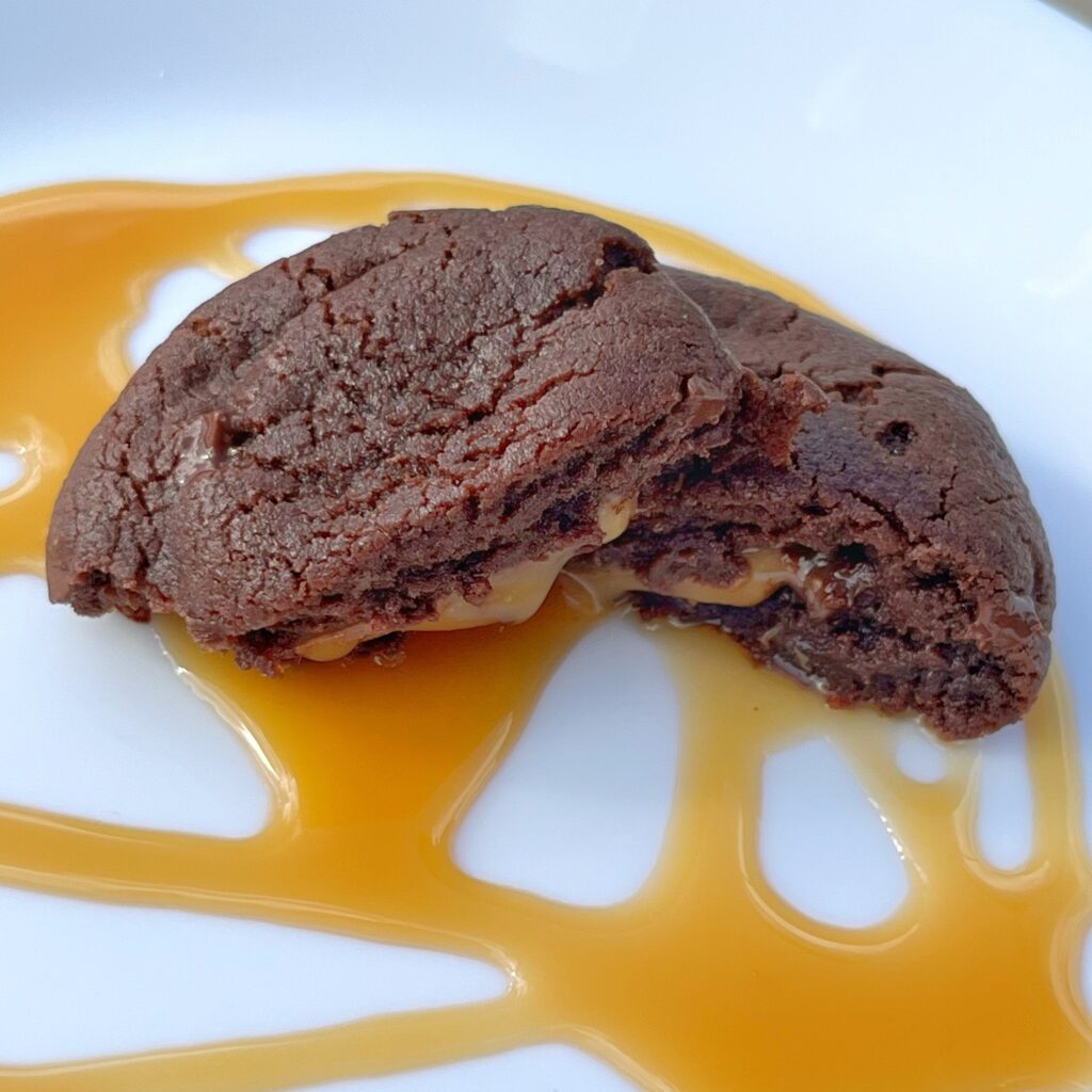 Exotic Double Chocolate Cookies with a Melted Caramel Centre